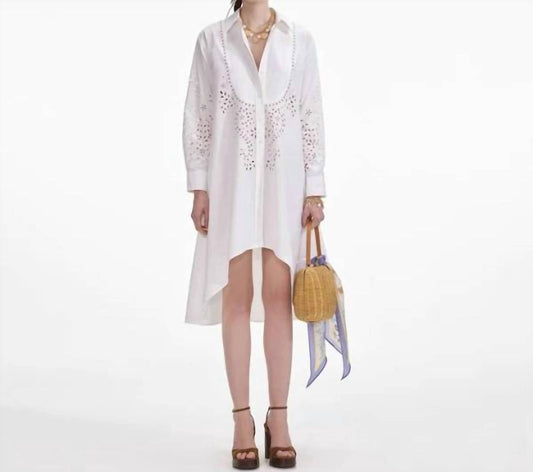 Self-Portrait - Cotton Embroidered Shirt Dress