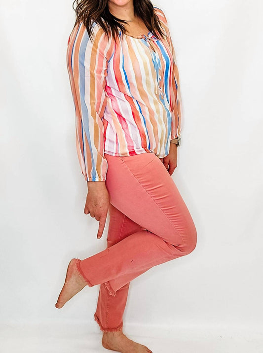 Charlie B - Bell Bottom Pants With Frayed Asymmetrical Hem