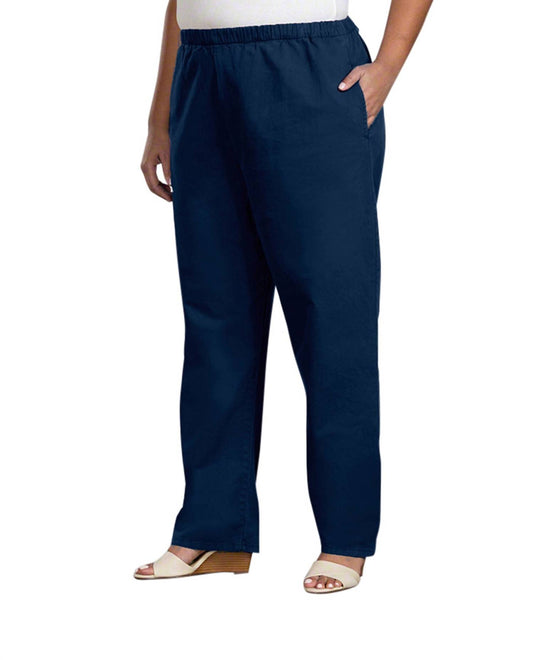 On The Plus Side - Relaxed Leg Stretch Cotton Twill Pants - Plus