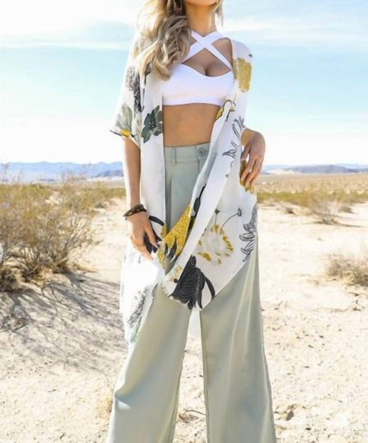 Leto - Floral Motif Boho Festival Cover Up Kimono