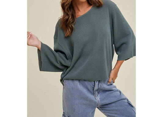 Wishlist - Three-quarter Sleeve Drop Shoulder Sweater