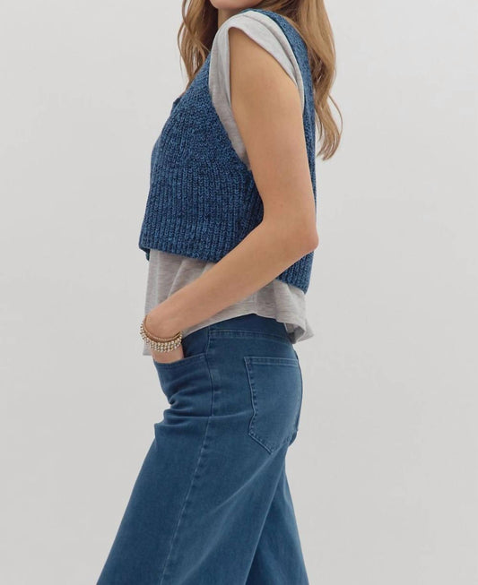 Entro - Twofer Pullover Cap Sleeve Knit Top