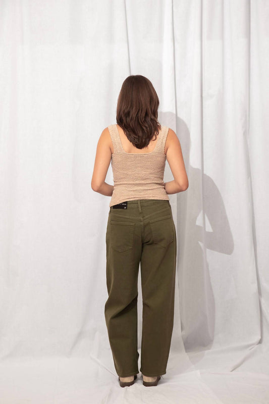 Just Black Denim - Utility Pocket Seamed Wide Leg Barrel Jeans