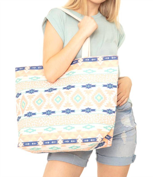 Judson & Co. - Leopard & Aztec Print Canvas Tote Bag