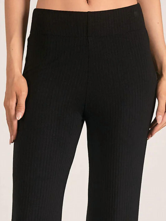 Elan - Front Slit Ribbed Wide Leg Pant