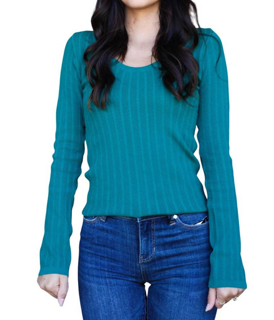 Scala - Lace Long Sleeve U-neckline Top