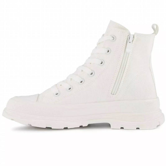 Andrea - Women's Canvas Sneaker Booties With Side Zipper