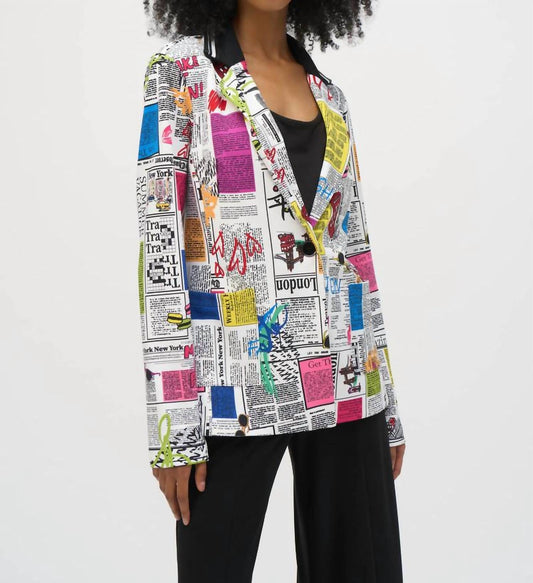 Joseph Ribkoff - Silky Knit Word Printed Blazer