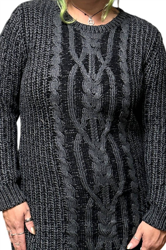 So Me - Alora Two Tone Cable Knit Sweater Dress