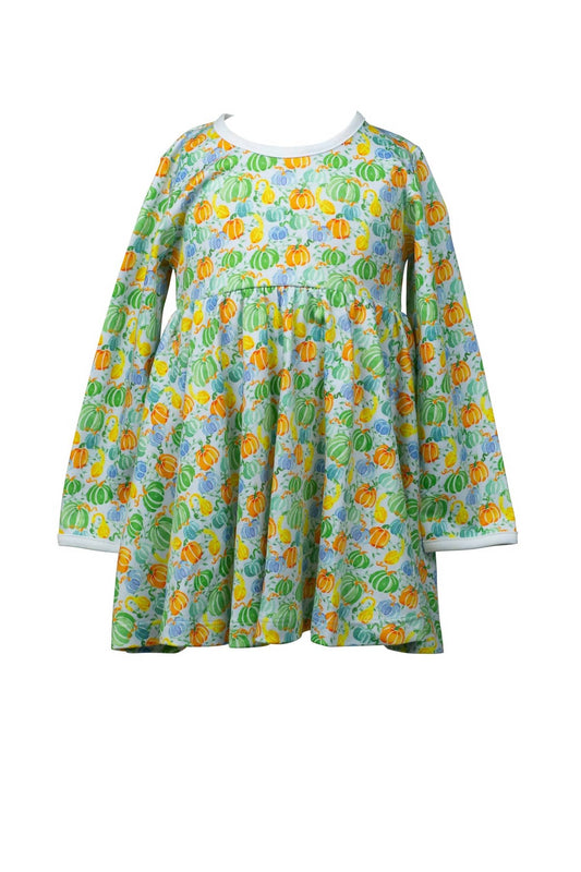 The Proper Peony - Girl's Pumpkin Mix Twirl Dress