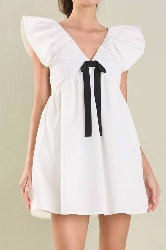 Endless Rose - Flutter Sleeve Bow Mini Dress