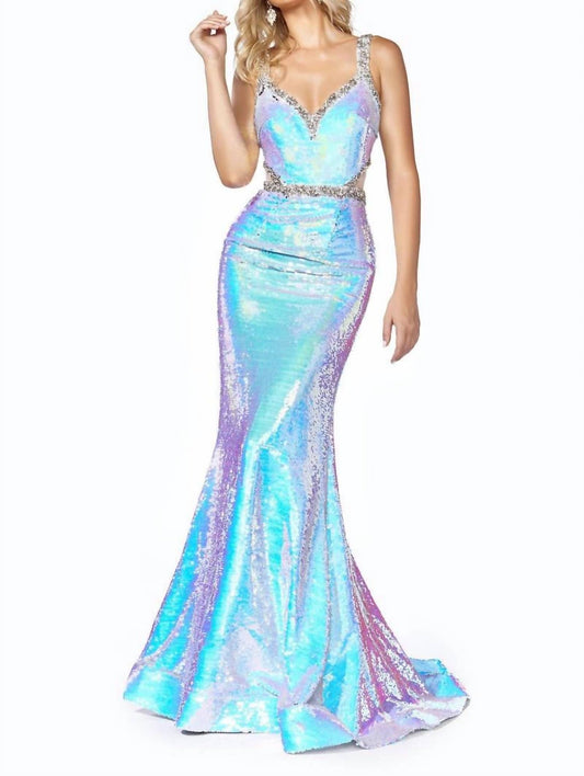 Cinderella Divine - Fitted Sexy Gown With Open Back And Flip Sequin Effect