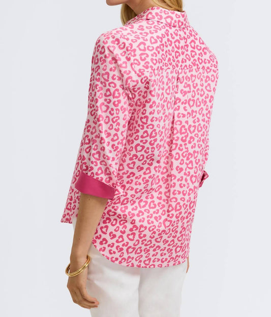 Foxcroft - Margie Tonal Cheetah Three Quarter Sleeve Shirt