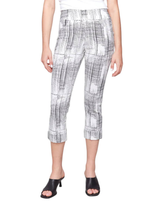Charlie B - Printed Stretch Pull-on Capri Pants