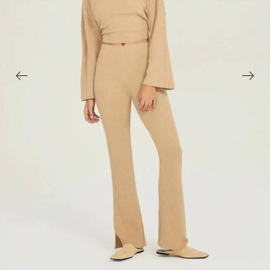 Something Navy - Ribbed Textured Flare With Slits Pants