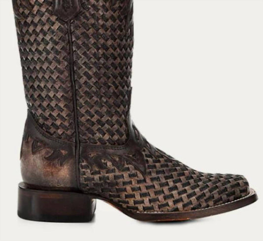 Corral - Women's Glitter Woven Overlay Square Toe Cowboy Boot