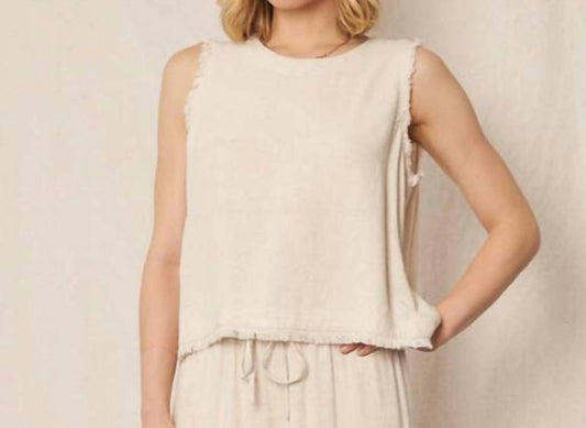 En Creme - Linen Frayed Edge Top