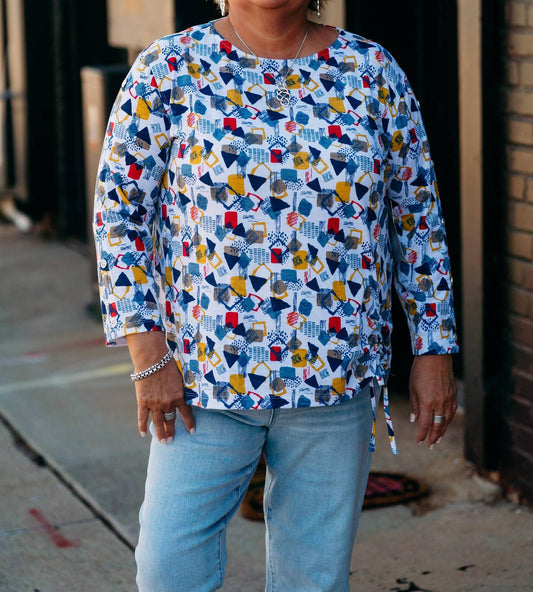 Multiples - 3/4 Sleeve Drop Shoulder Bateau Top