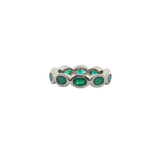 Normani - Women's Genuine Oval Emerald Bezel Fashion Ring