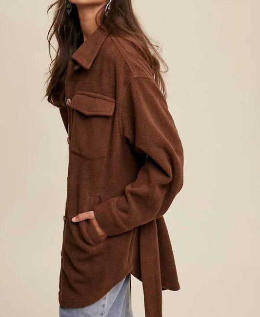 Listicle - Soft Teddy Shacket with Tie