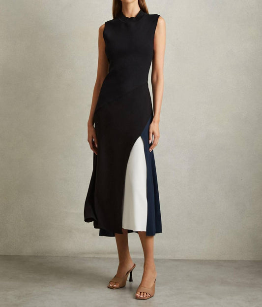 Reiss - Faro Hybrid Colourblock Sleeveless Midi Dress - Petite