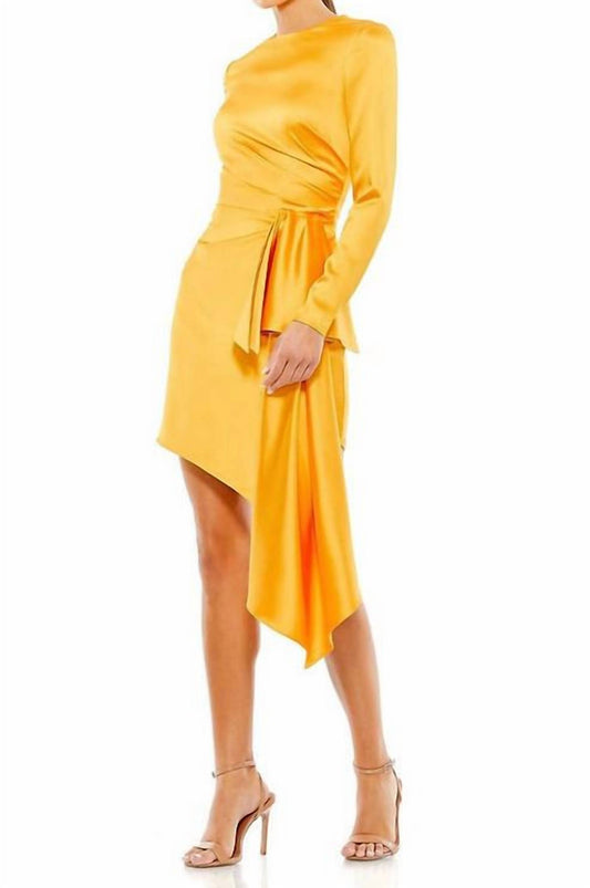 Mac Duggal - Long Sleeve Asymmetric Hem Dress