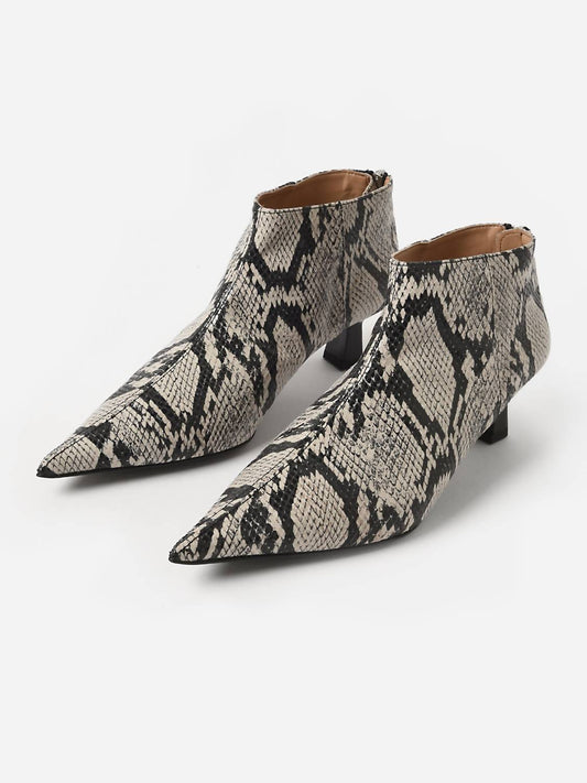 Ganni - Women's Faux Snake Crop Ankle Boot