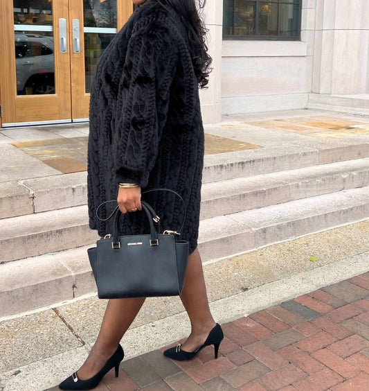 Davi & Dani - Embossed Single Breasted Fur Coat