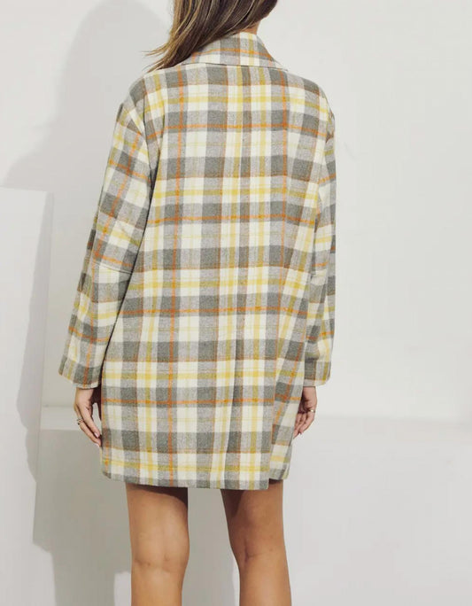 DOUBLE-BREASTED OVERSIZED CHECKED COAT