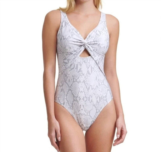 Dkny - Printed Peek-a-boo Twist One Piece Swimsuit