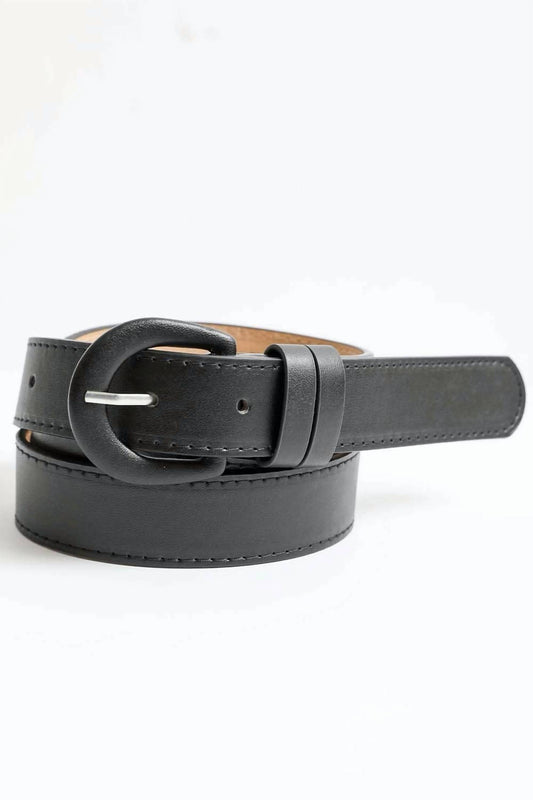 Leto - Unisex Classic Stylish Round Buckle Vegan Leather Belt