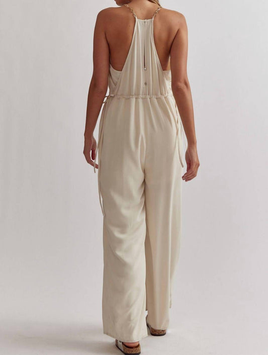 Entro - Sleeveless Wide Leg Romper w/ Chainlink Straps