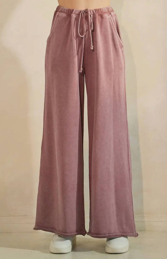 Mittoshop - Mineral Wash Elastic Waist Wide Leg Pants