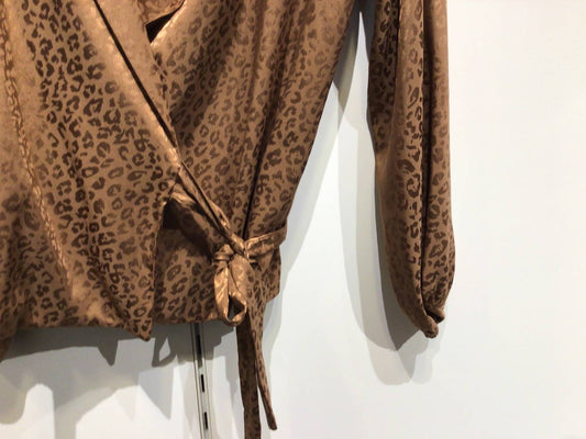 Gilli - Women's Long Sleeve Wrap Side Tie Animal Print Top