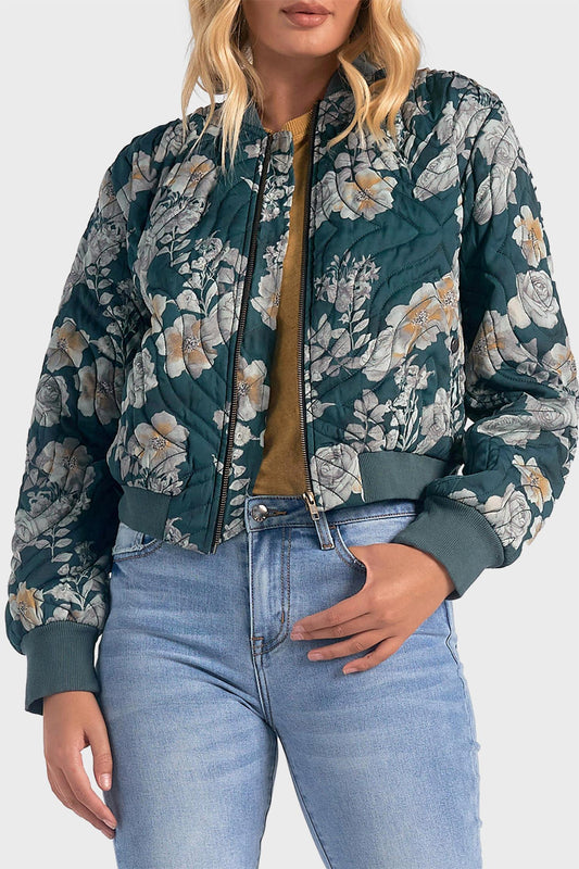 Elan - Quilted Print Bomber Jacket
