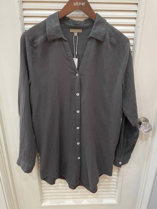 Lilla P - Long Sleeve Button Down Tunic Top