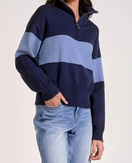 Elan - Bold Stripe 1/4 Zip Top