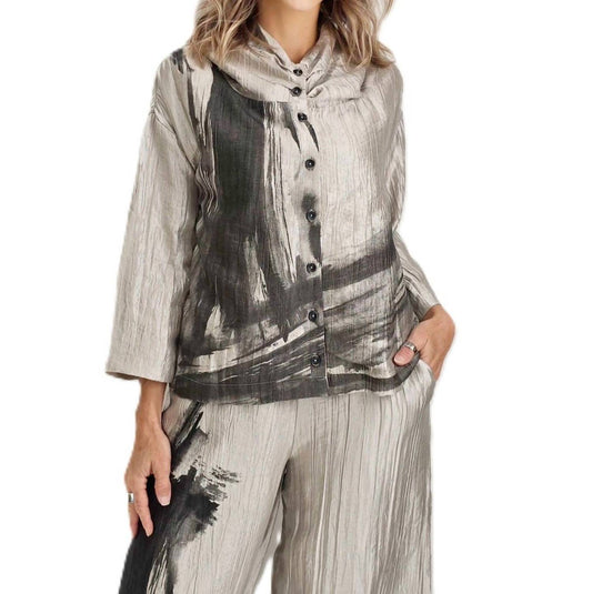 Ozai N Ku - Artistic Button Front Blouse Jacket