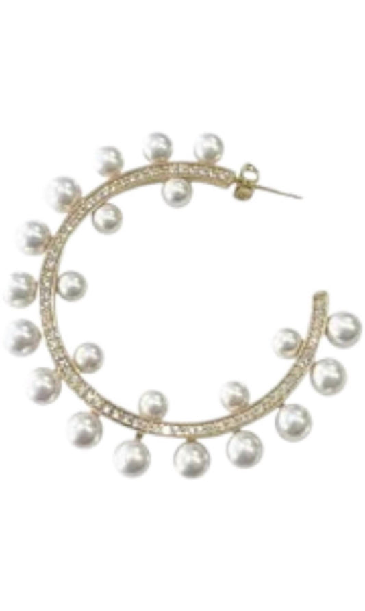 Gemelli - Pearl Sparkle Hoop Earrings