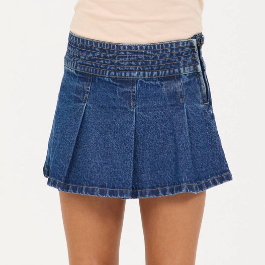 Vintage Havana - Dark Washed Pleated Denim Skort Success