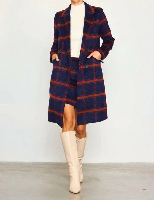 Skies Are Blue - Double Breasted Plaid Coat