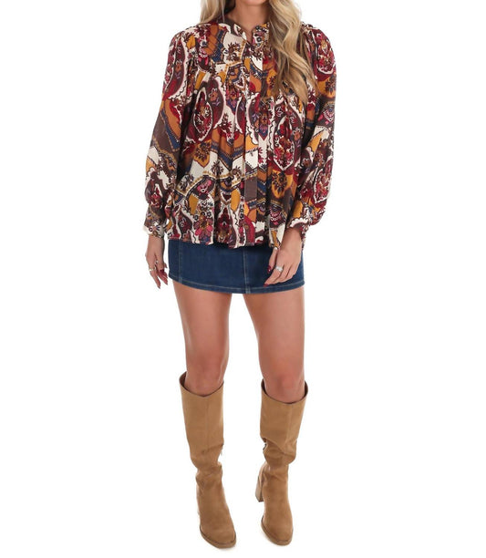 Ee:Some - Breezy Bright Print Button Down Top