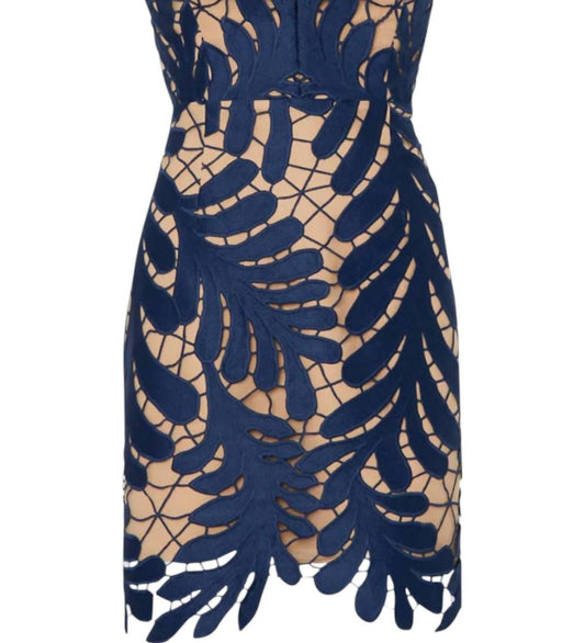 Milly - Osianna Strapless Leaf Lace Mini Dress