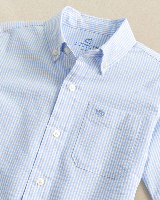 Southern Tide - Boy's Short Sleeve Folly Field Stripe Shirt