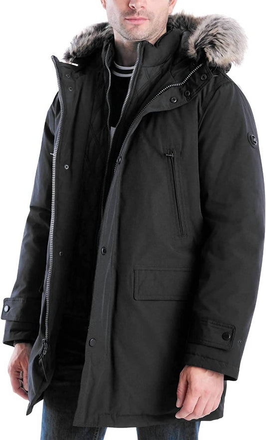 Men's MMK791896 Heavyweight Hooded Snorkel Parka Coat with Bib