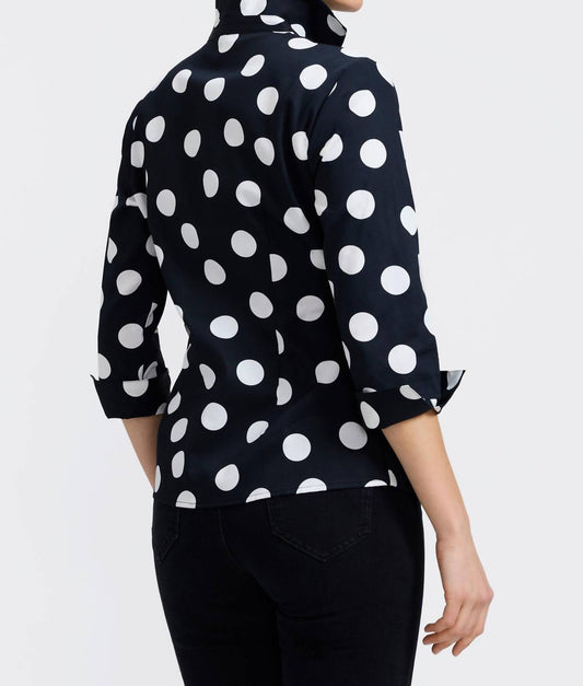 Foxcroft - Women's Salina Polka Dot Three Quarter Sleeve Top