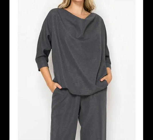 Joh - Drape Neck Knit Top & Pants Set