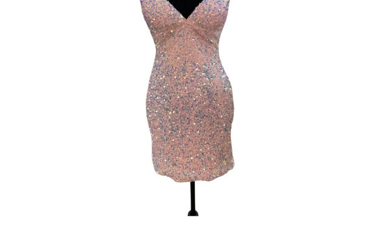 Sherri Hill - Women's V Neck Lace Up Mini Dress