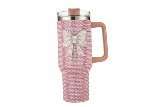 Nima Accessories - Rhinestone Bow Tumbler 40 Oz