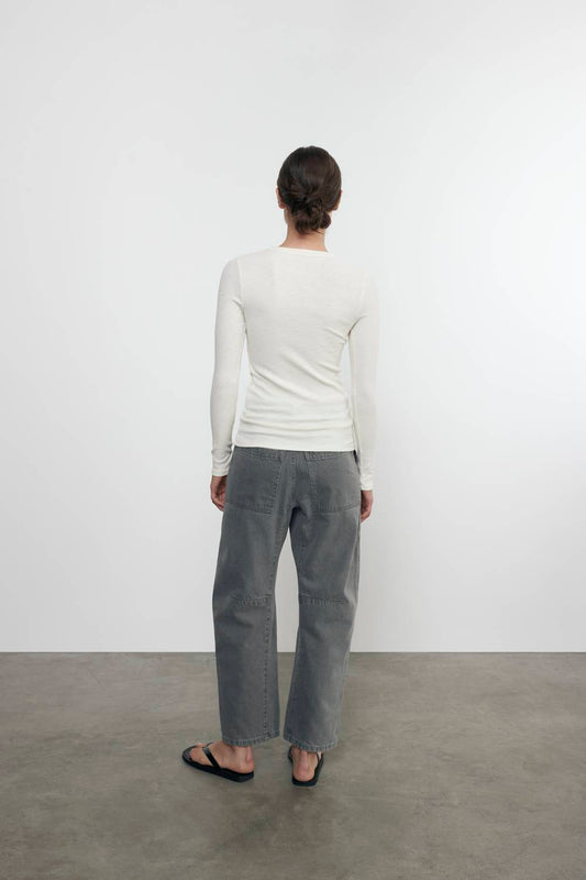 Enza Costa - TEXTURED RIB LONG SLEEVES CREWNECK TOP